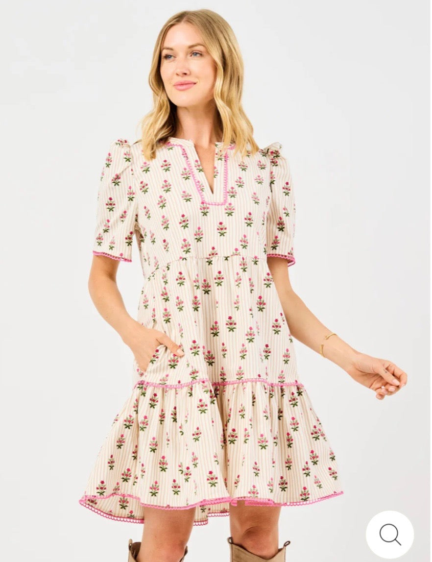 Mary Square Adelyn Dress Cottage Stripes