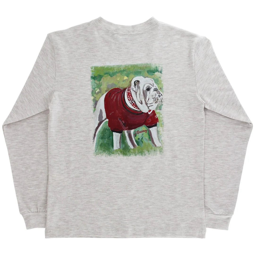 J. Bailey Long Sleeve Logo Tee - Dawg on Oatmeal