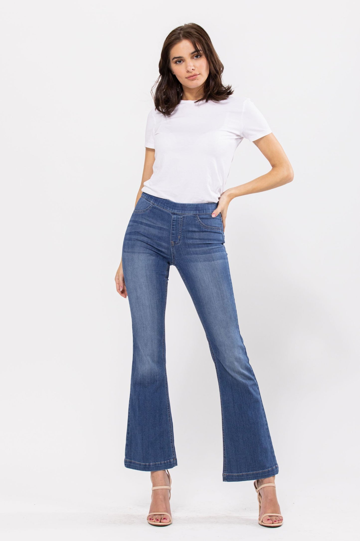 Cello Medium Wash Flare Denim Jeans 30" Length