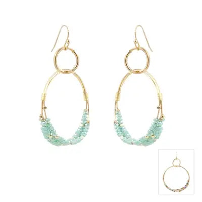 Gold Mint Crystal 2" Earrings