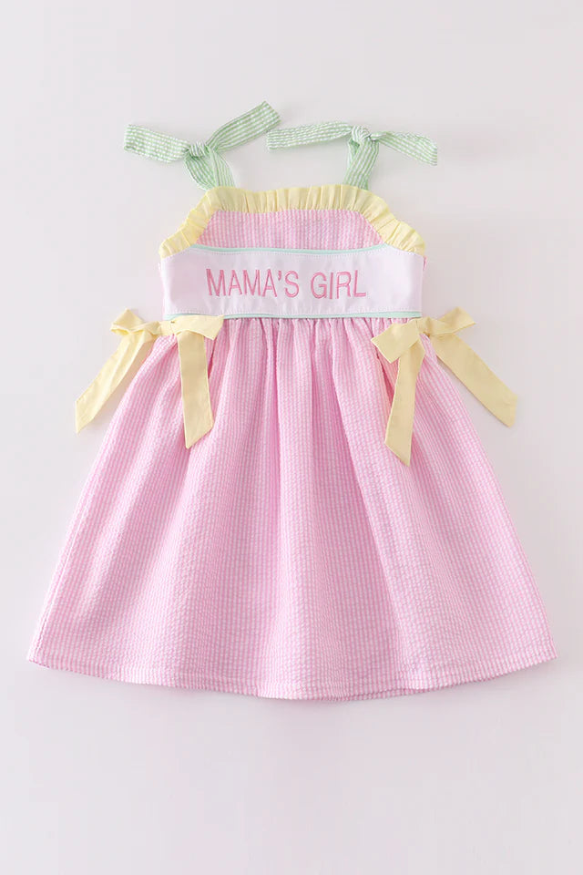 Mama's Girl Pink Seersucker Dress