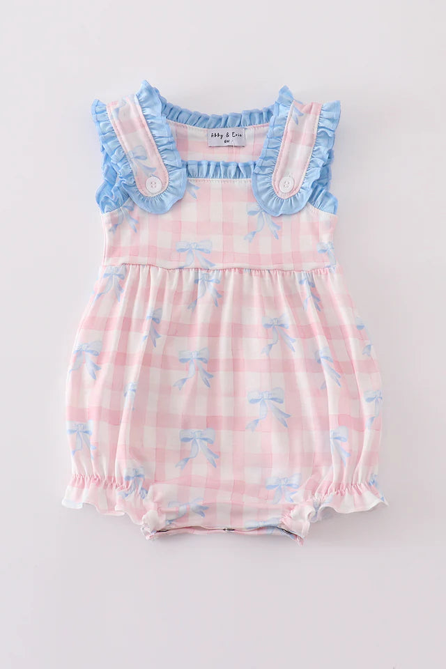 Pink Plaid Bow Gingham Bubble