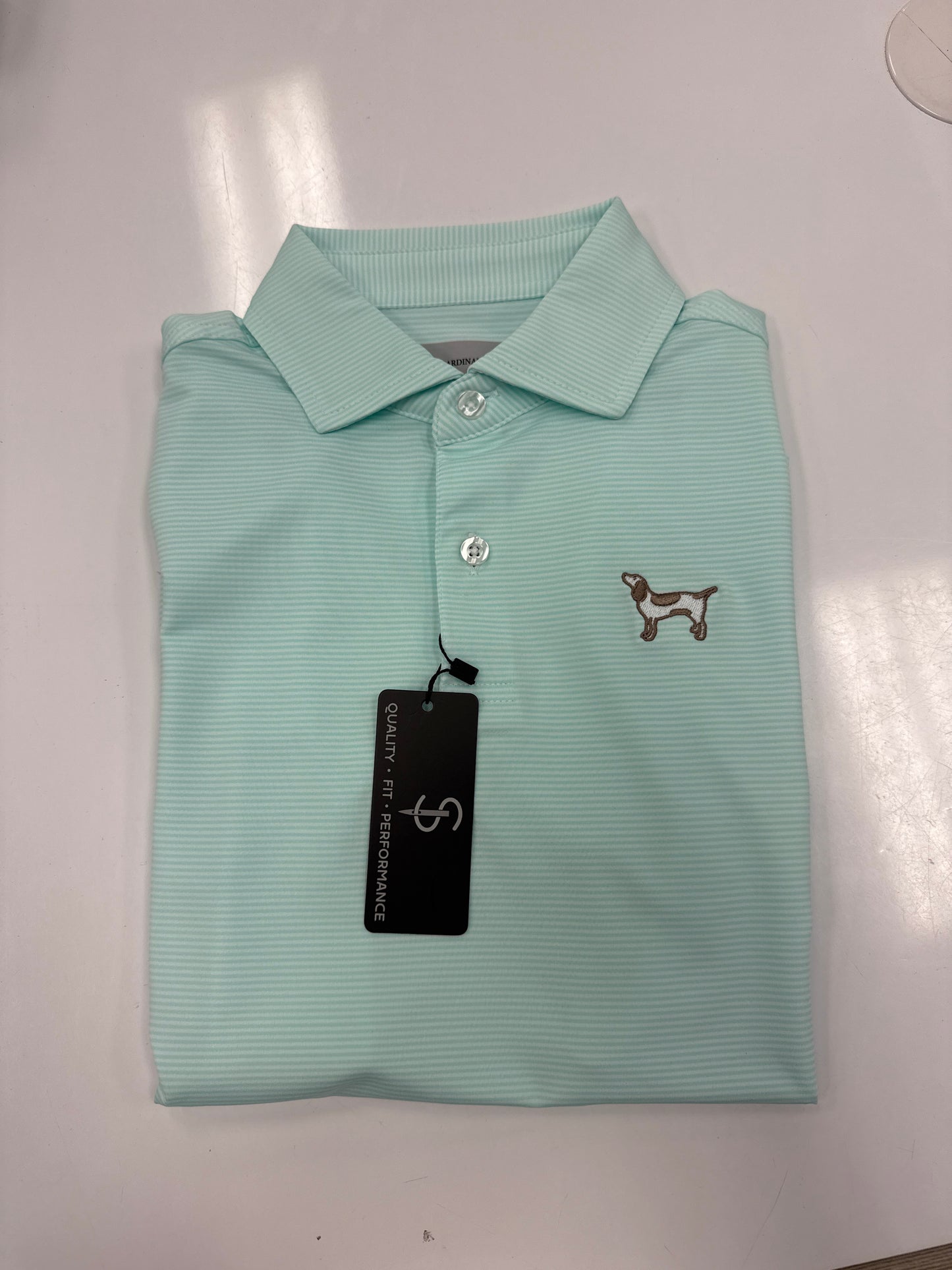 Cardinal Creek Logo Polo White/Aqua Boys