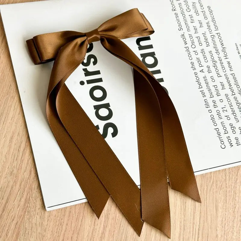 Brown Ribbon Bow Hair Clip