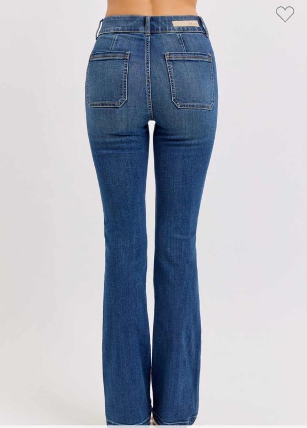 Cello High Rise 2 button Flare with Back Yoke Seams Jeans