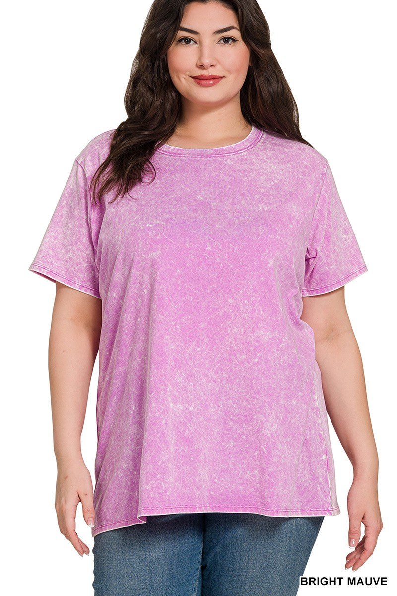Bright Mauve Plus Acid Wash Tee