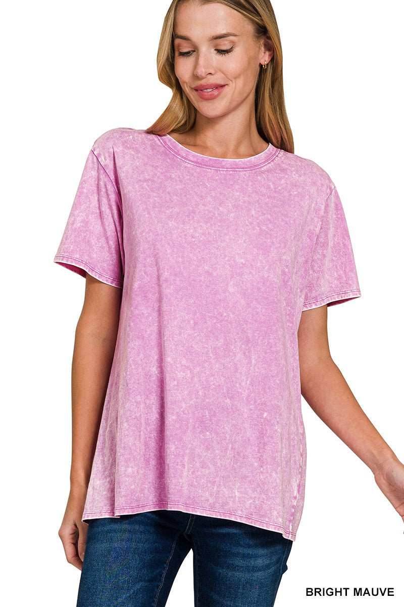 Bright Mauve Acid Wash Tee