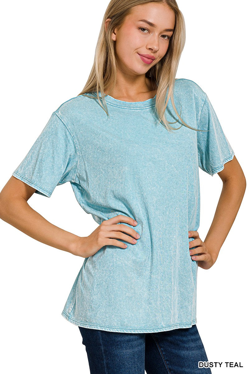 Dusty Teal Acid Wash Tee