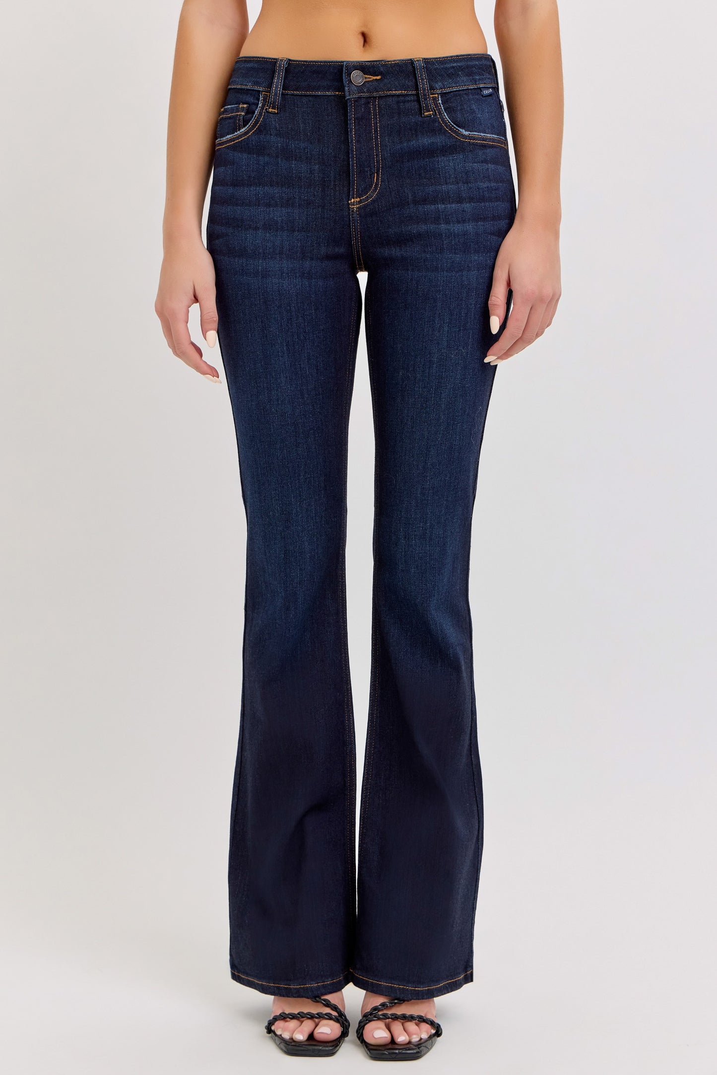 Cello Mid Rise Flare Dark Denim Jeans 33" Inseam