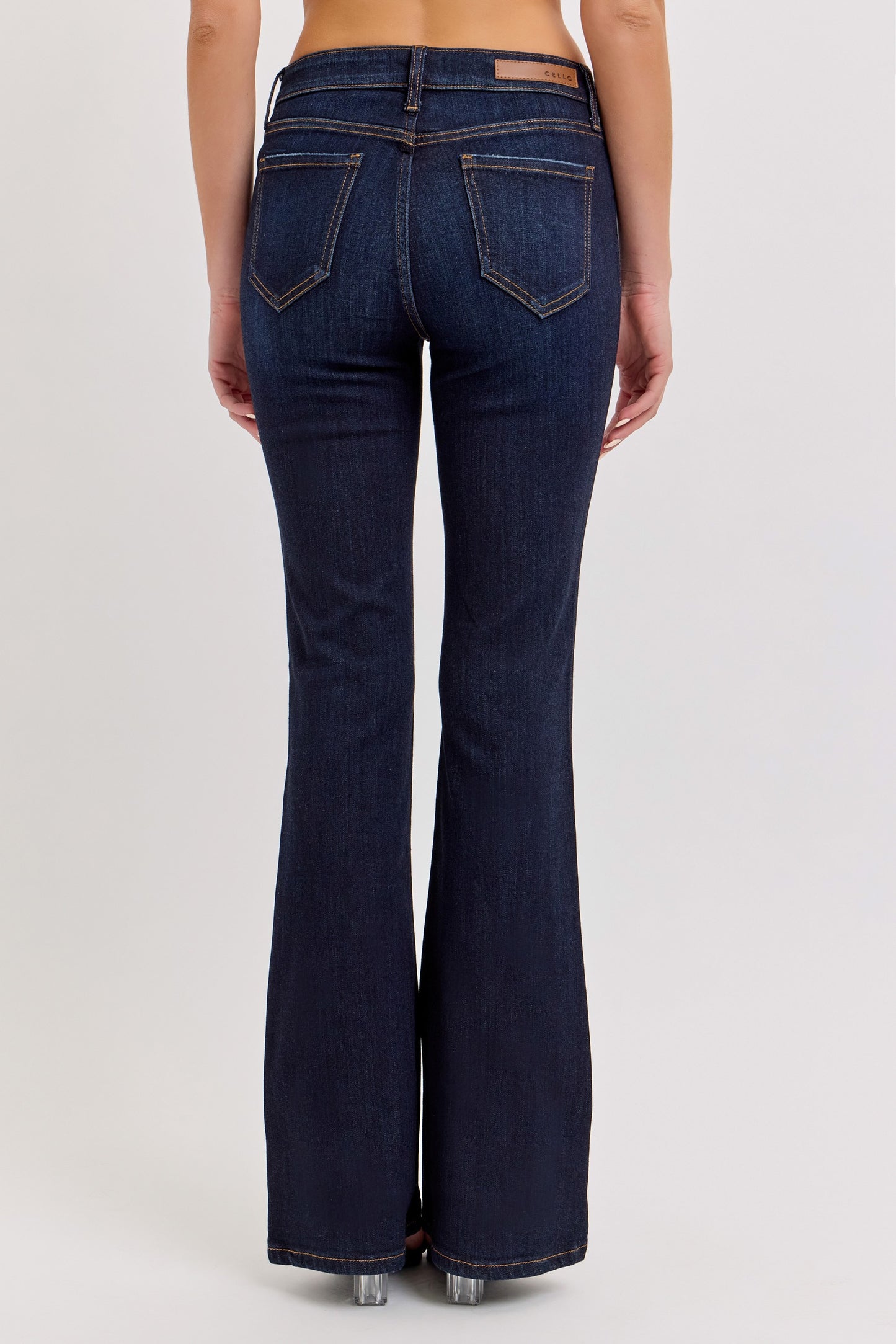 Cello Mid Rise Flare Dark Denim Jeans 33" Inseam