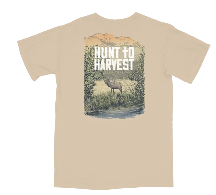 Hunt to Harvest Elk Calling Tee-Oyster or Alloy