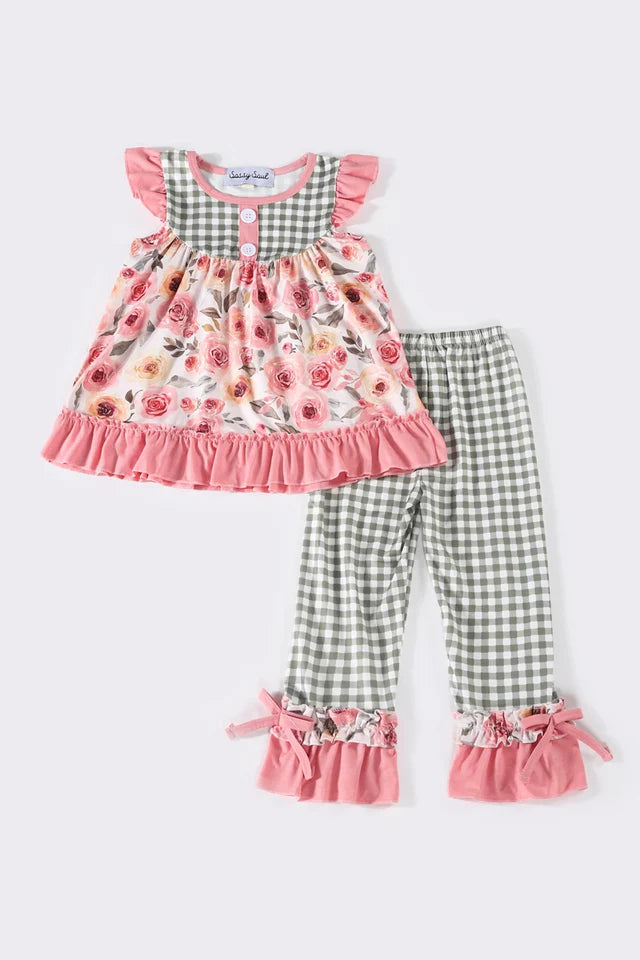 Pink Floral Ruffle 2pc