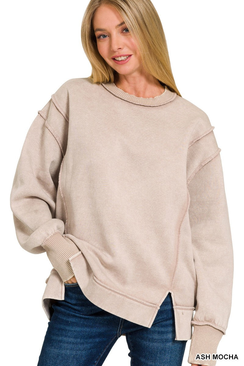 Ash Mocha Acid Wash Sweatshirt