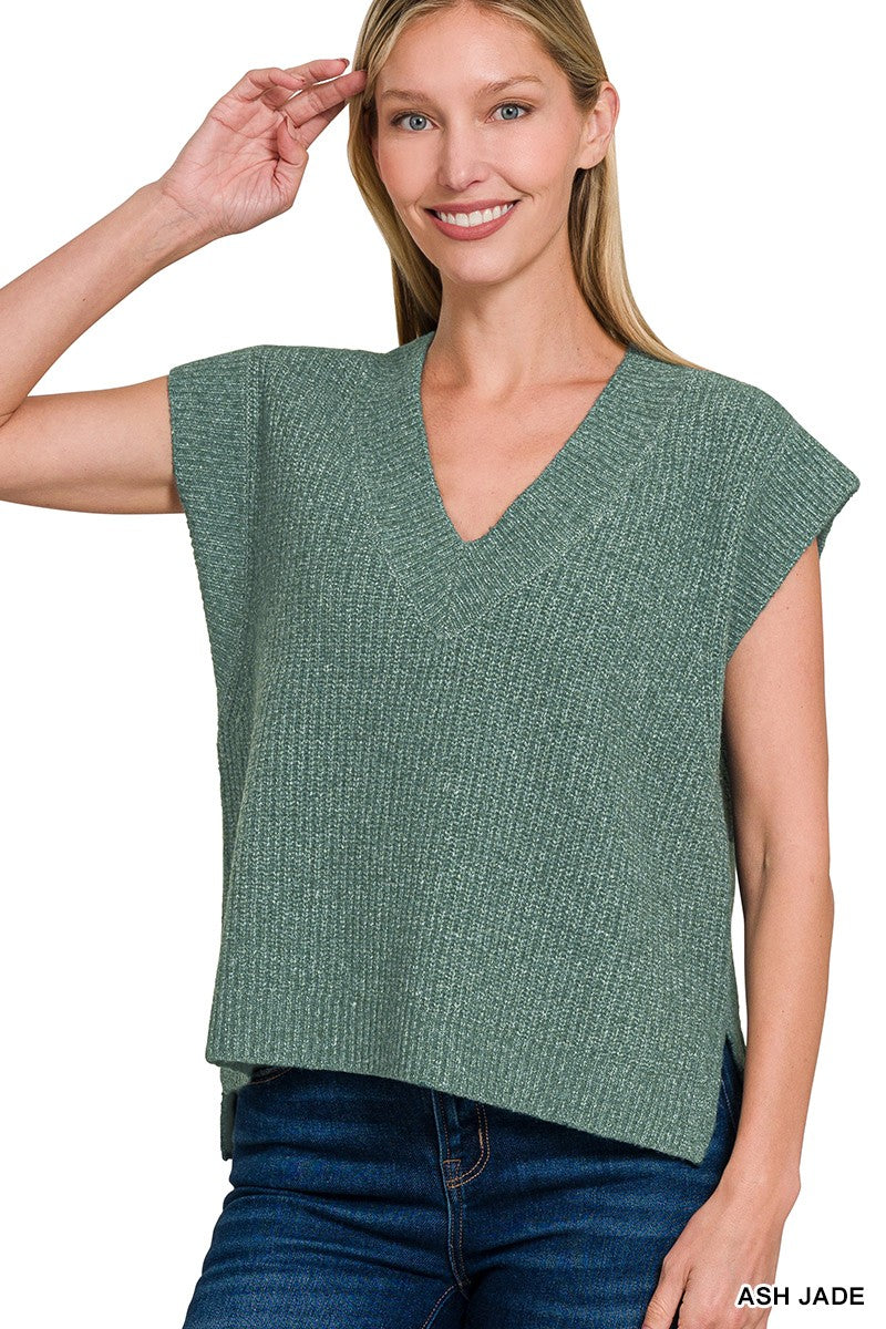 Ash Jade Sweater Vest w/Side Slits