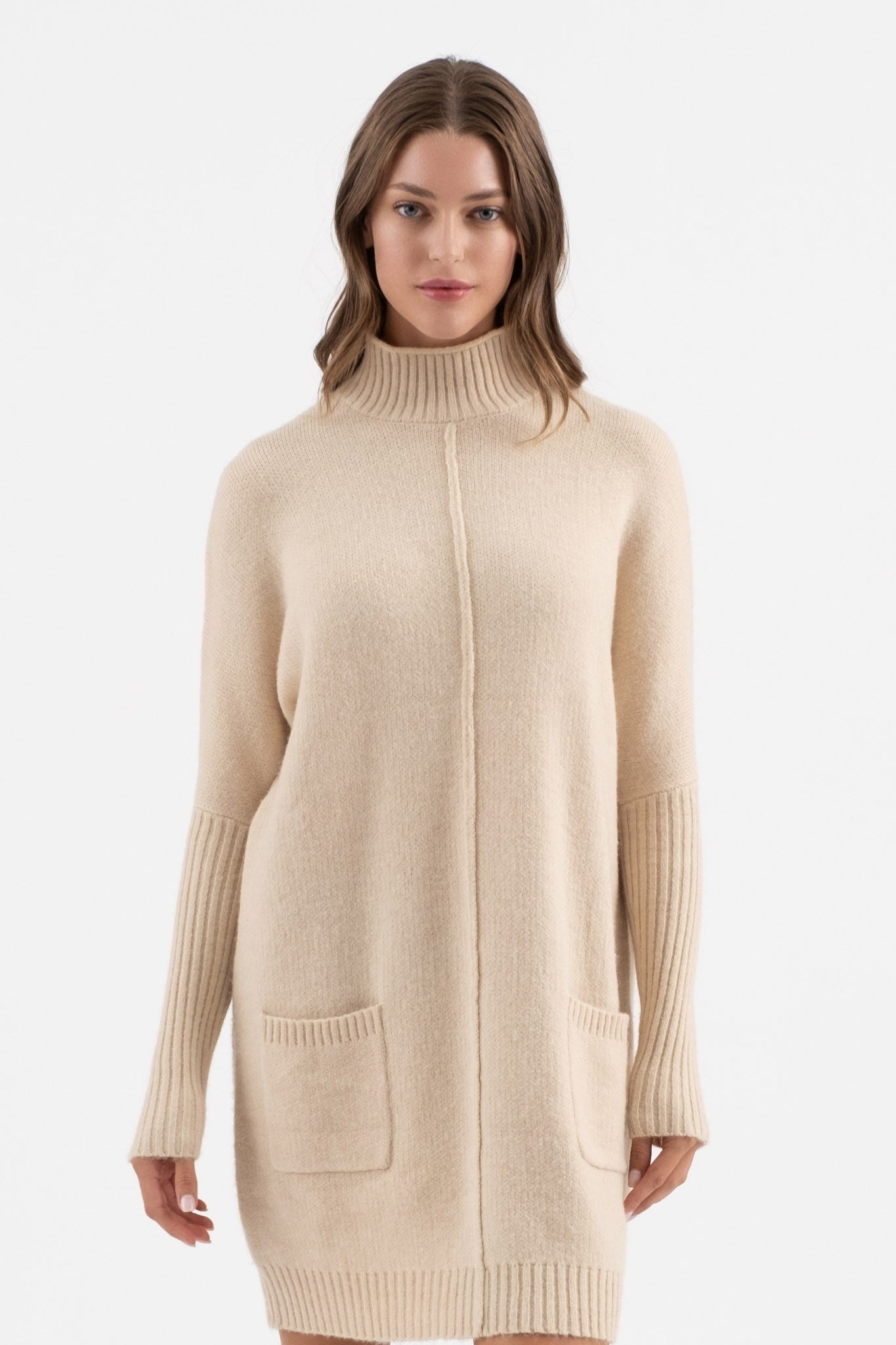 Cream Knit Sweater Dress