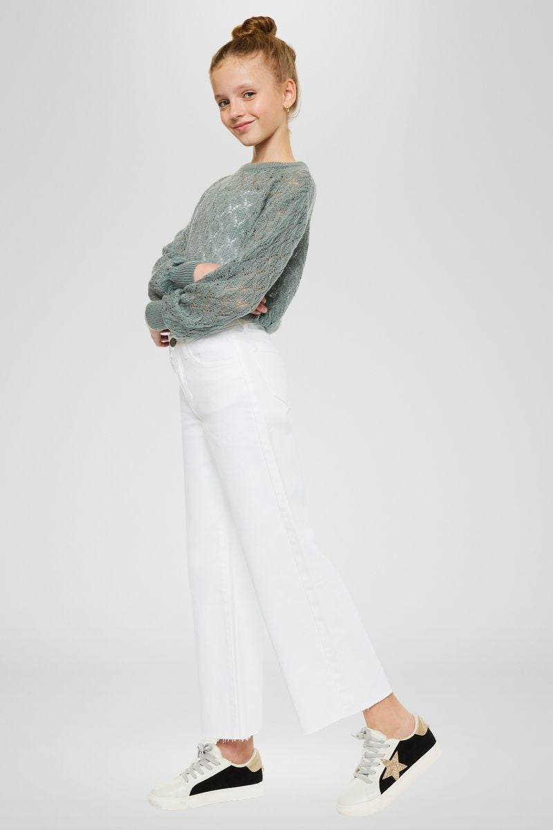 Kan Can White Crop Jeans Youth Girls