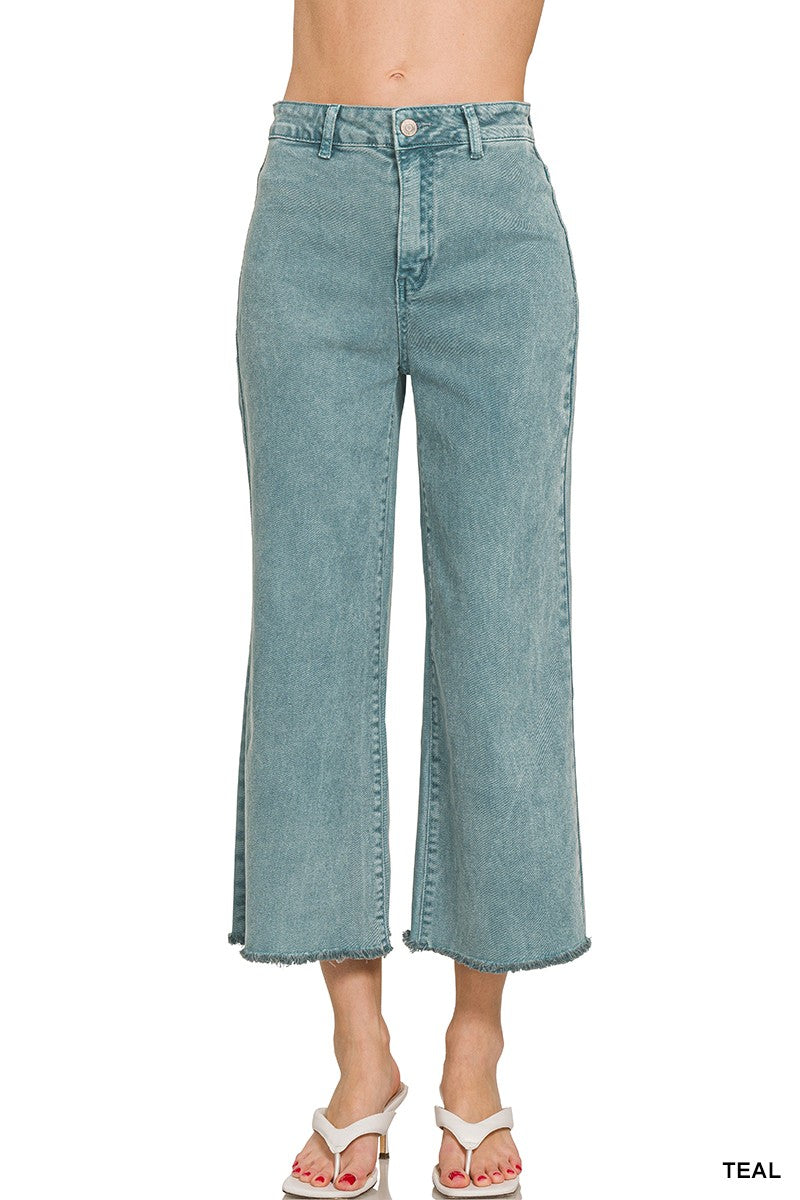 Teal Crop Jeans by Zenana