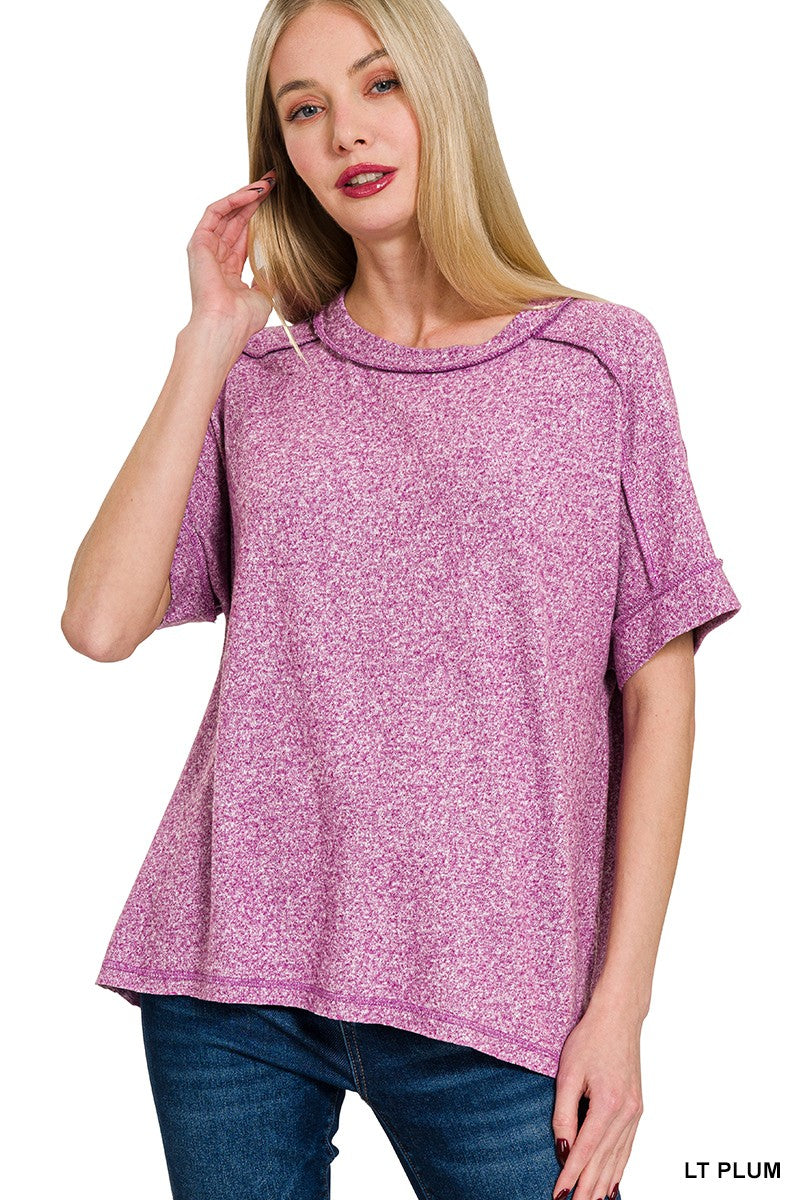 Melange Soft Hacci Lt Plum Top