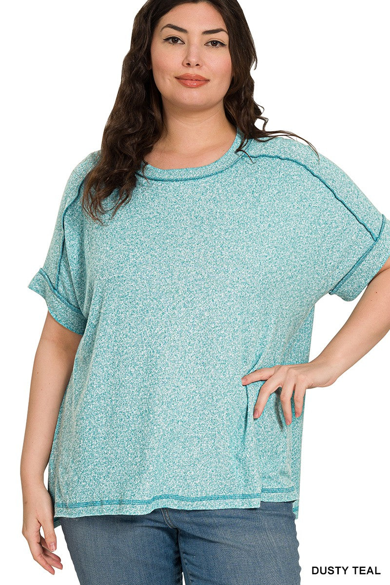 Plus Melange Soft Hacci Ash Jade