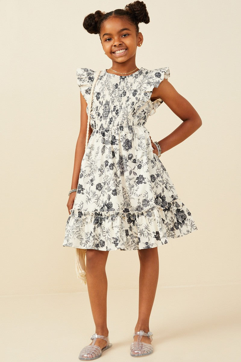 Black/White Antique Floral Dress