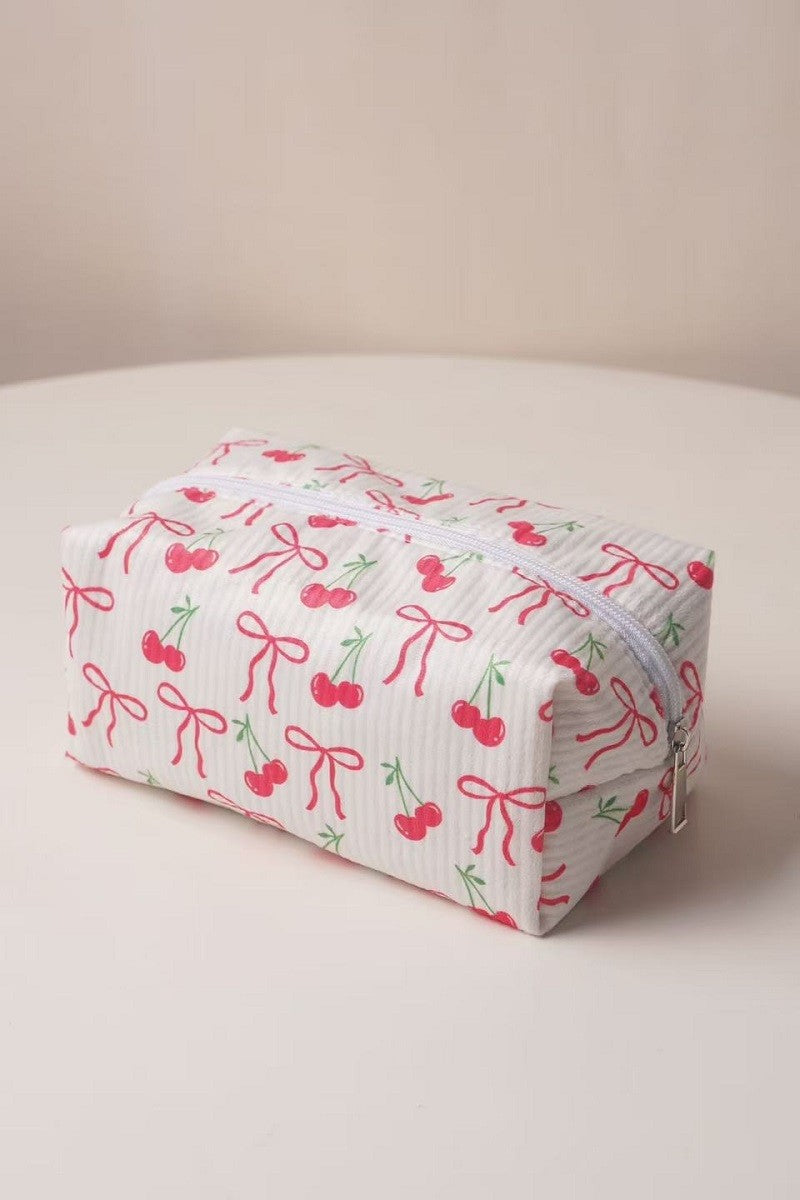 Bowknot Cherry Cosmetic Bag