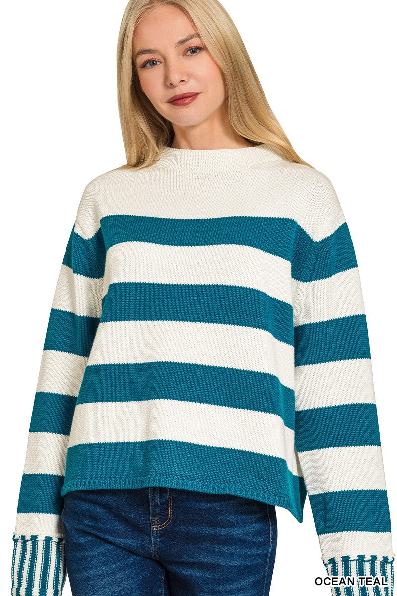 Ocean Teal Stripe Sweater