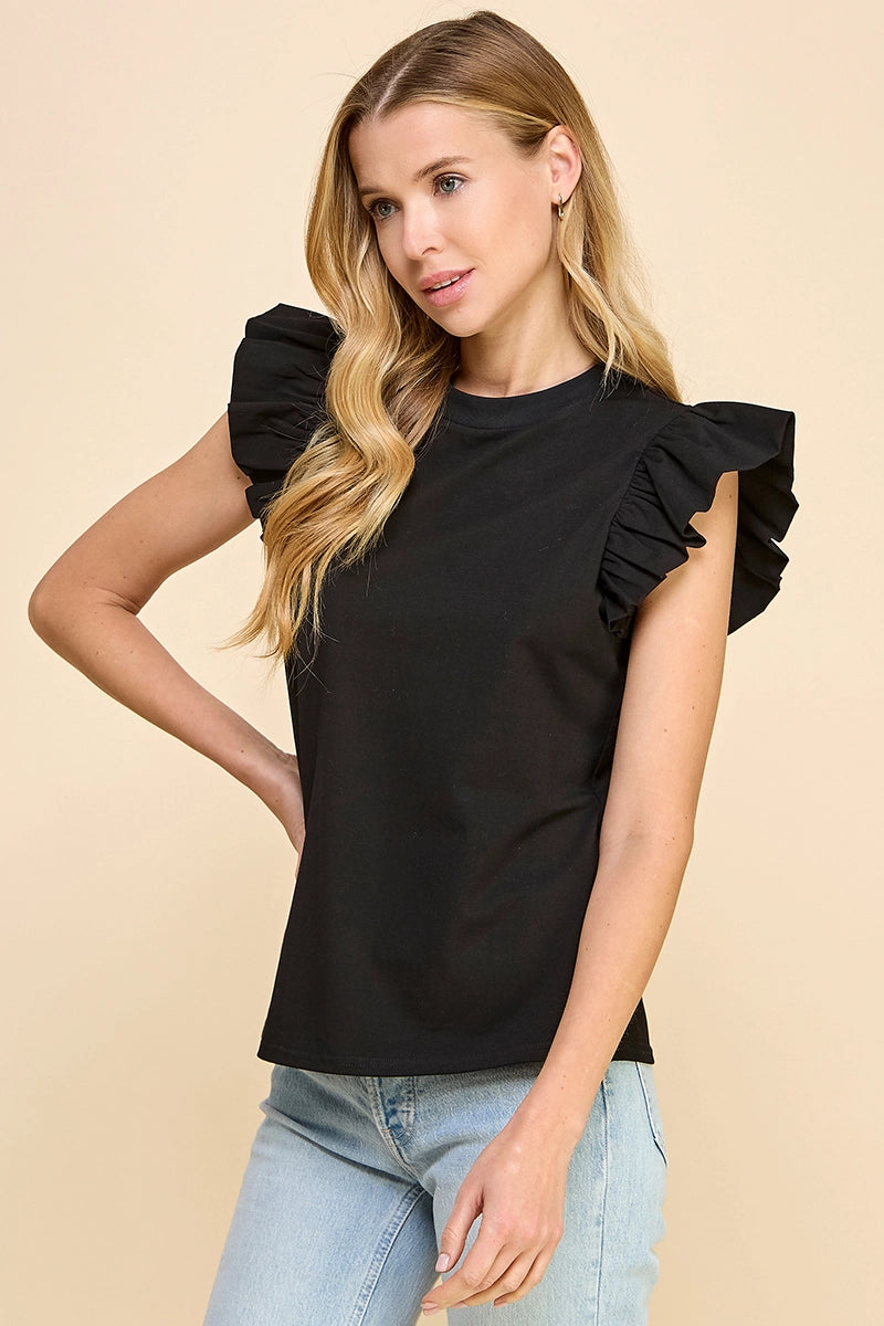 Black Poplin Top