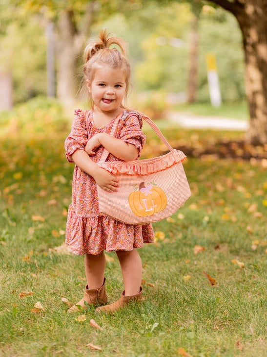 Pumpkin Ruffle Tote for Girls