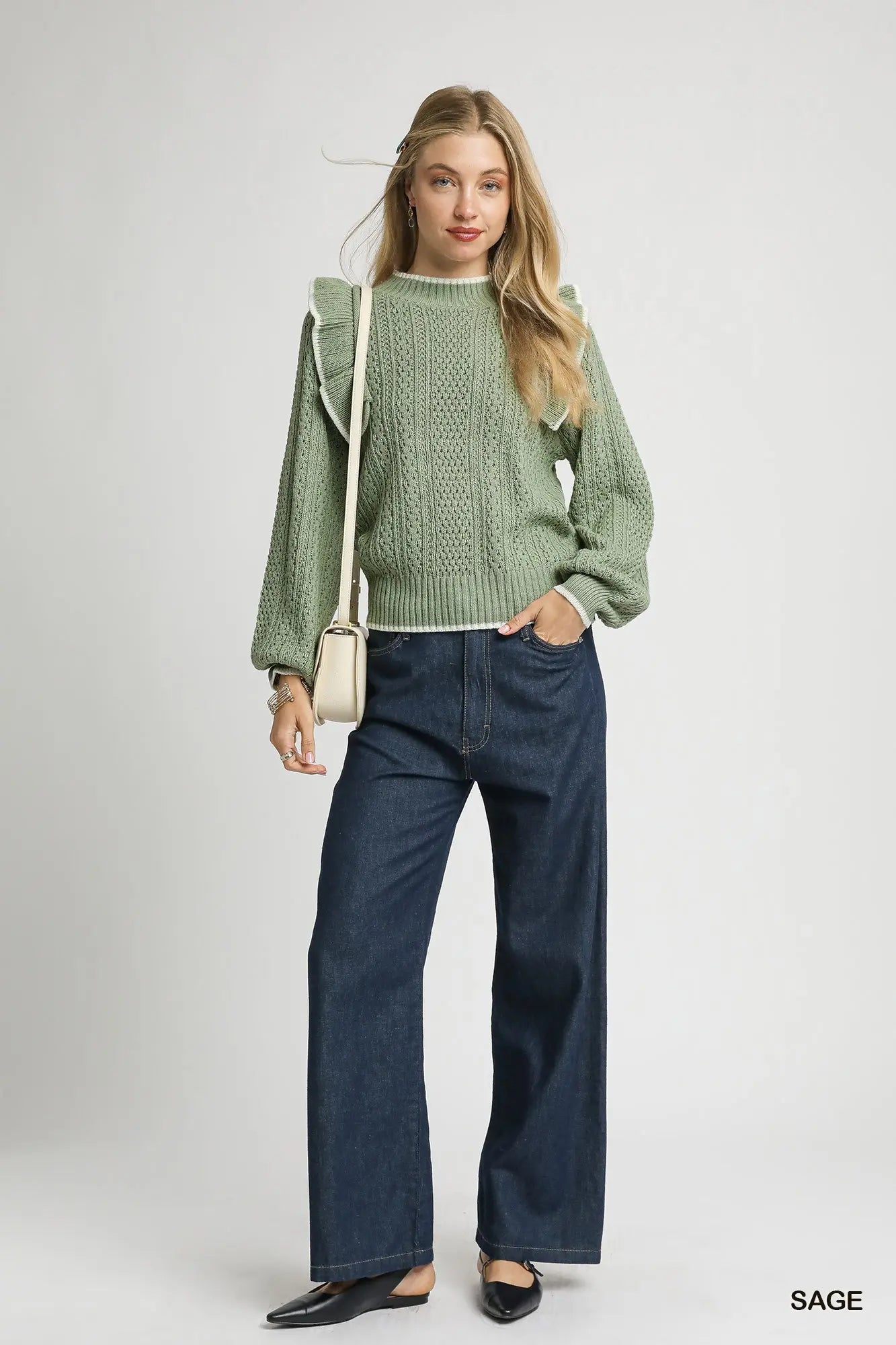 Miss Me Sage Sweater by Umgee