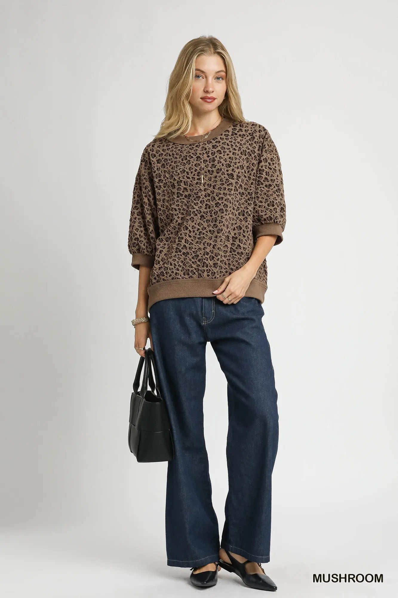 Above & Beyond Mushroom Leopard Top by Umgee