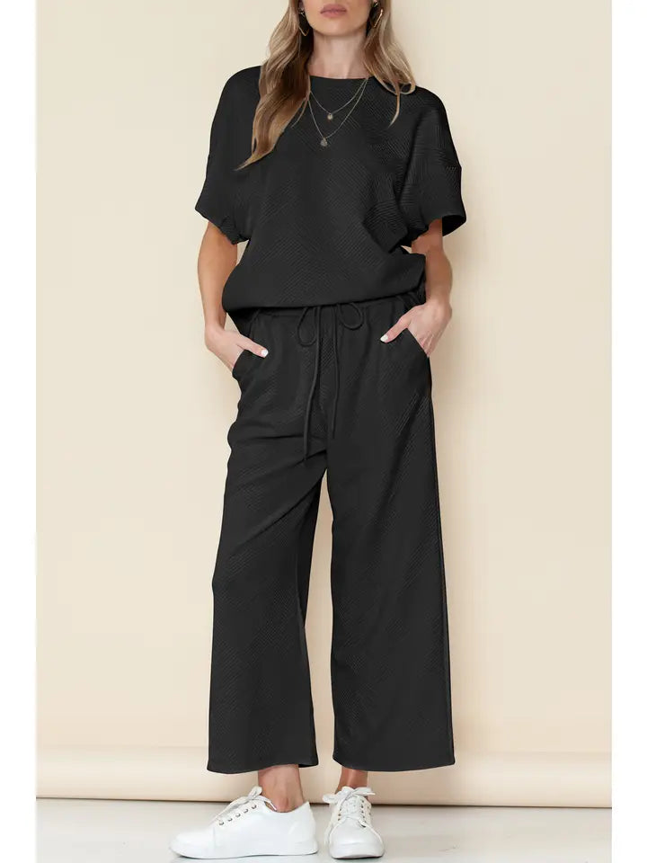 Black 2pc Textured Outfit