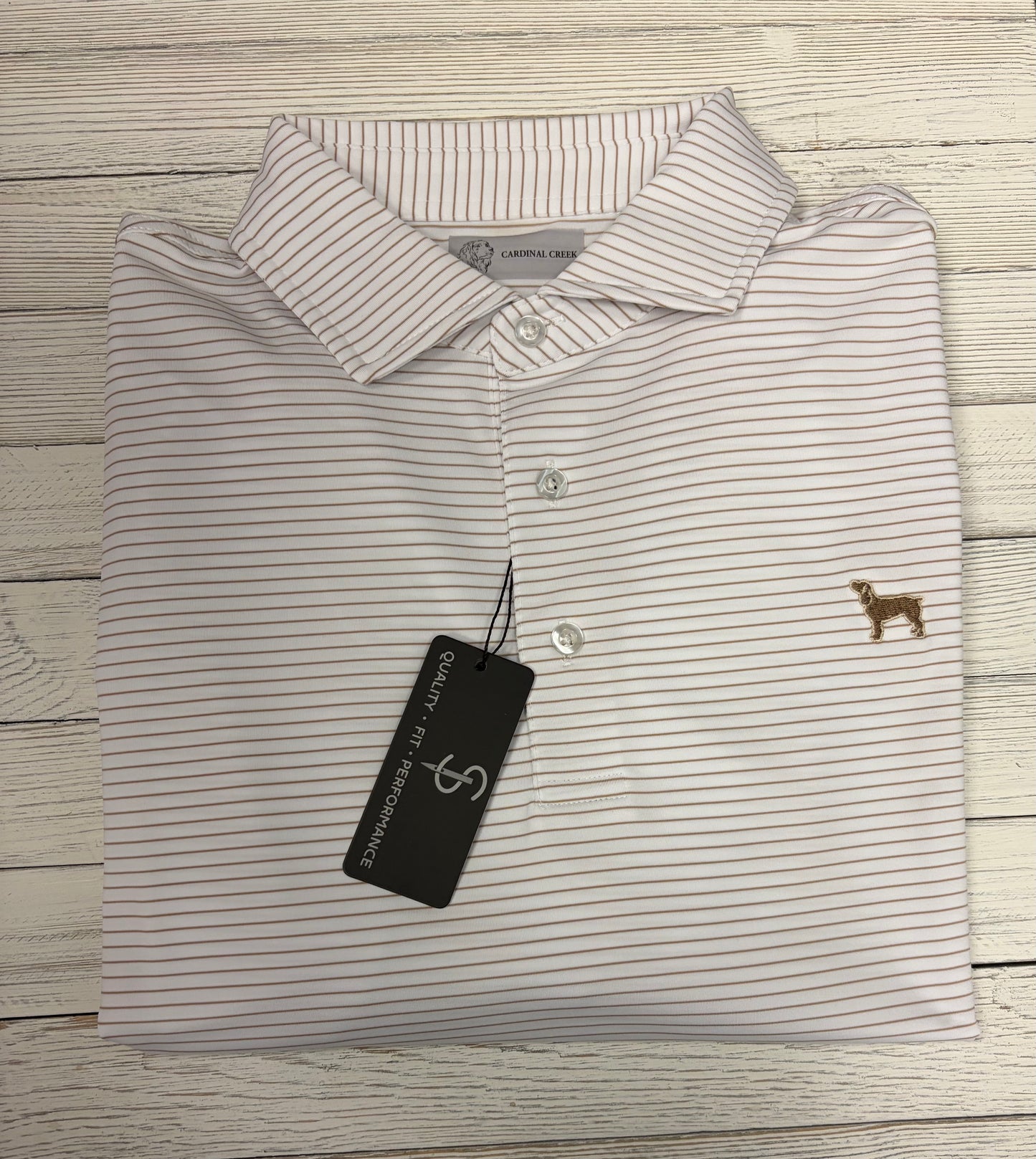 Cardinal Creek Logo White/Khaki Polo
