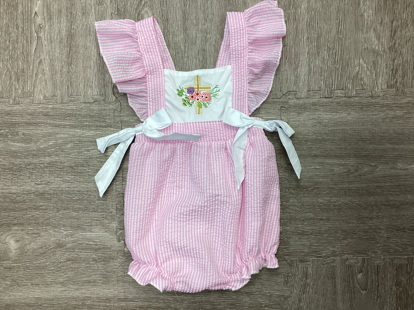 Pink Cross Floral Embroidery Bubble