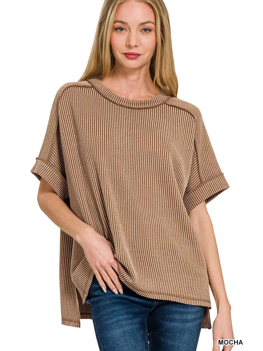 Mocha Corded Rib Top