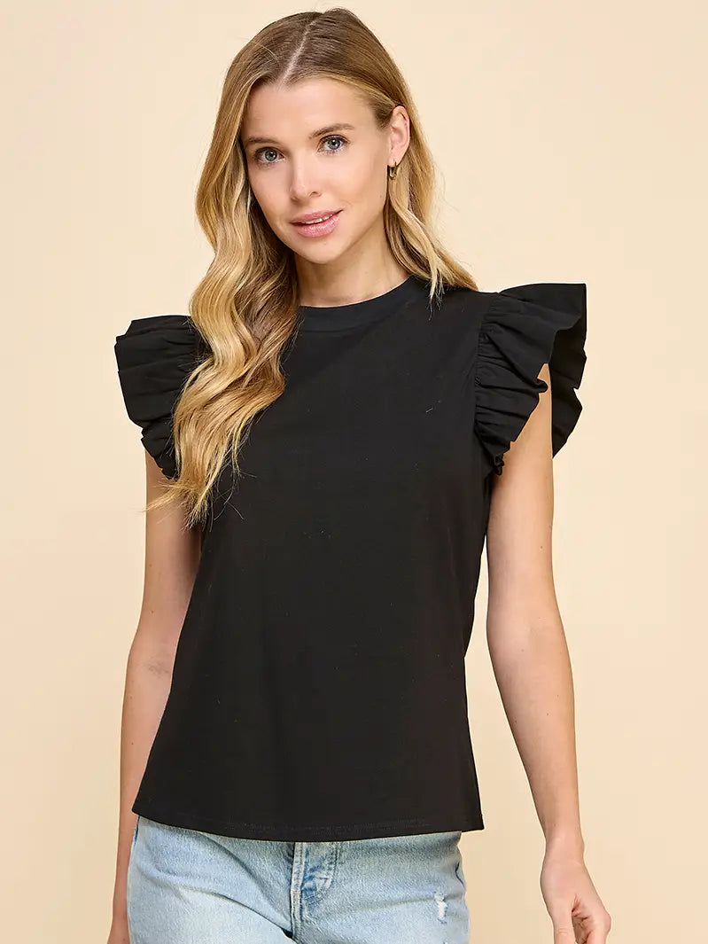 Black Poplin Top