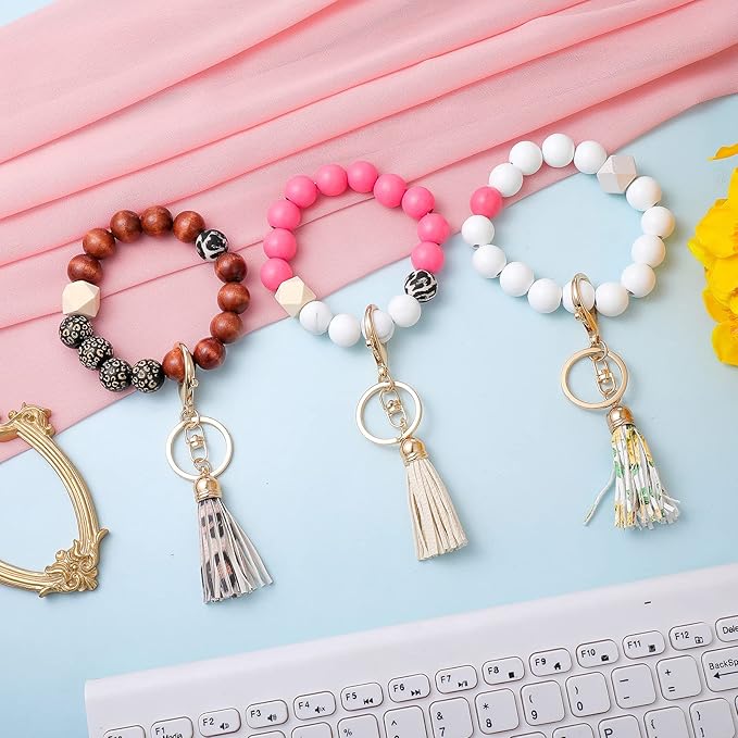 Silicone Key Ring Beaded Keychain