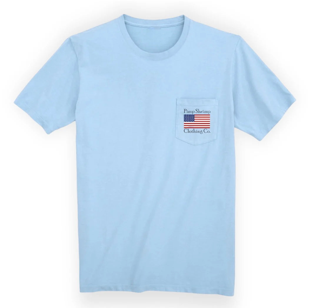 Pimp Shrimp Patriotic Tee Light Blue