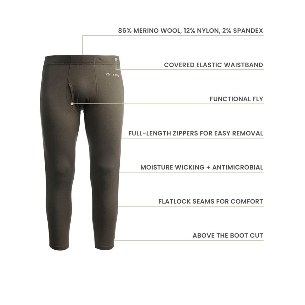 TUO Outdoors Kinetic Merino 150 Base Layer Zip-Off Bottom