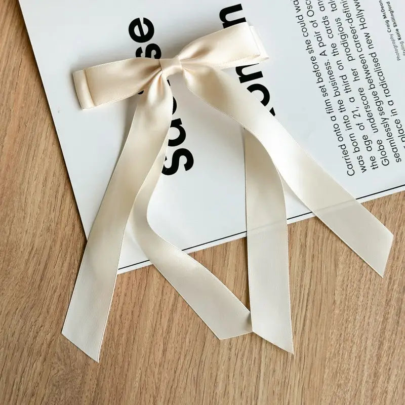 Cream Ribbon Hair Clip