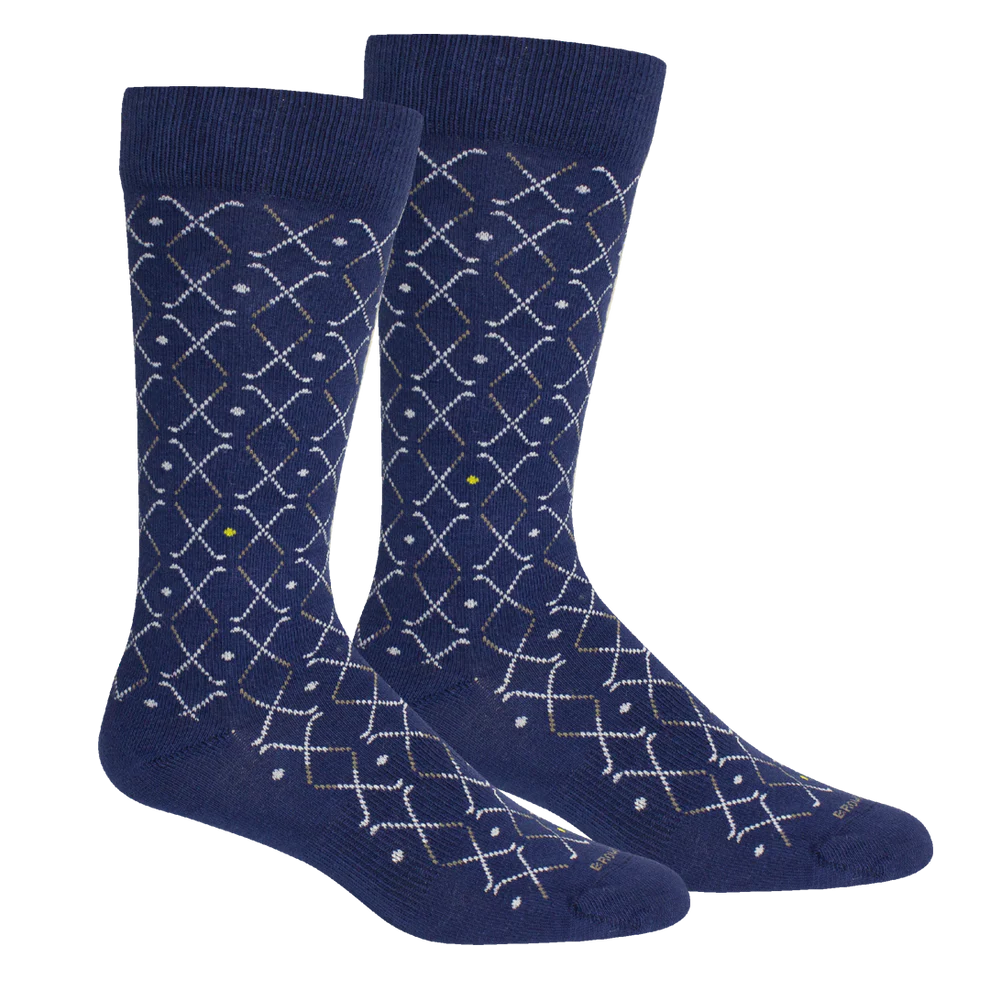 Brown Dog Lattice Club Insignia Blue Socks