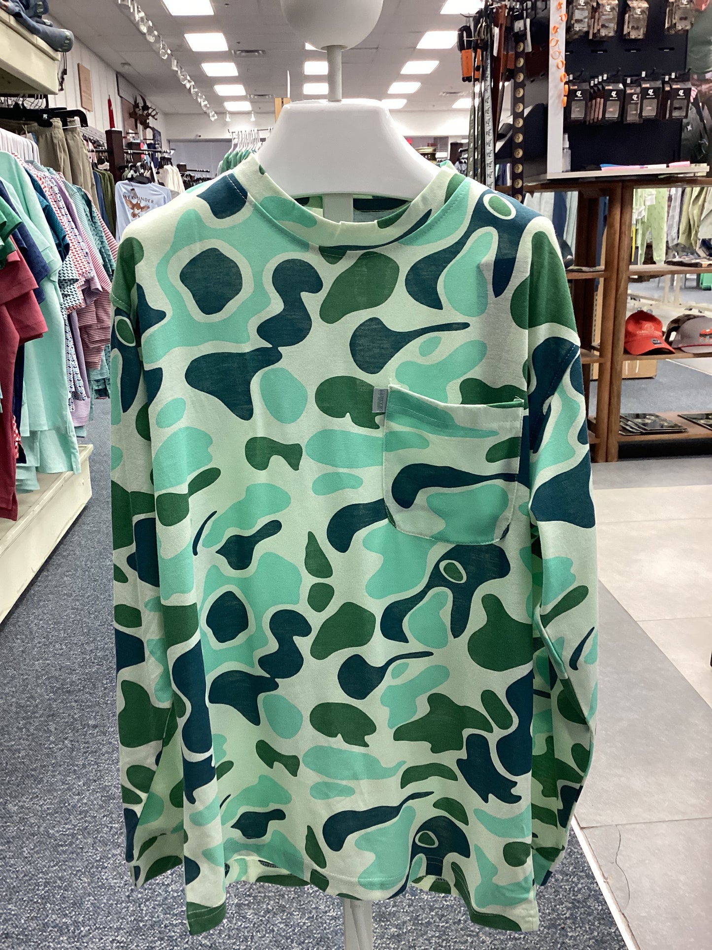 Heybo Youth Oceanside Crew Neck: Green Ocean Camo