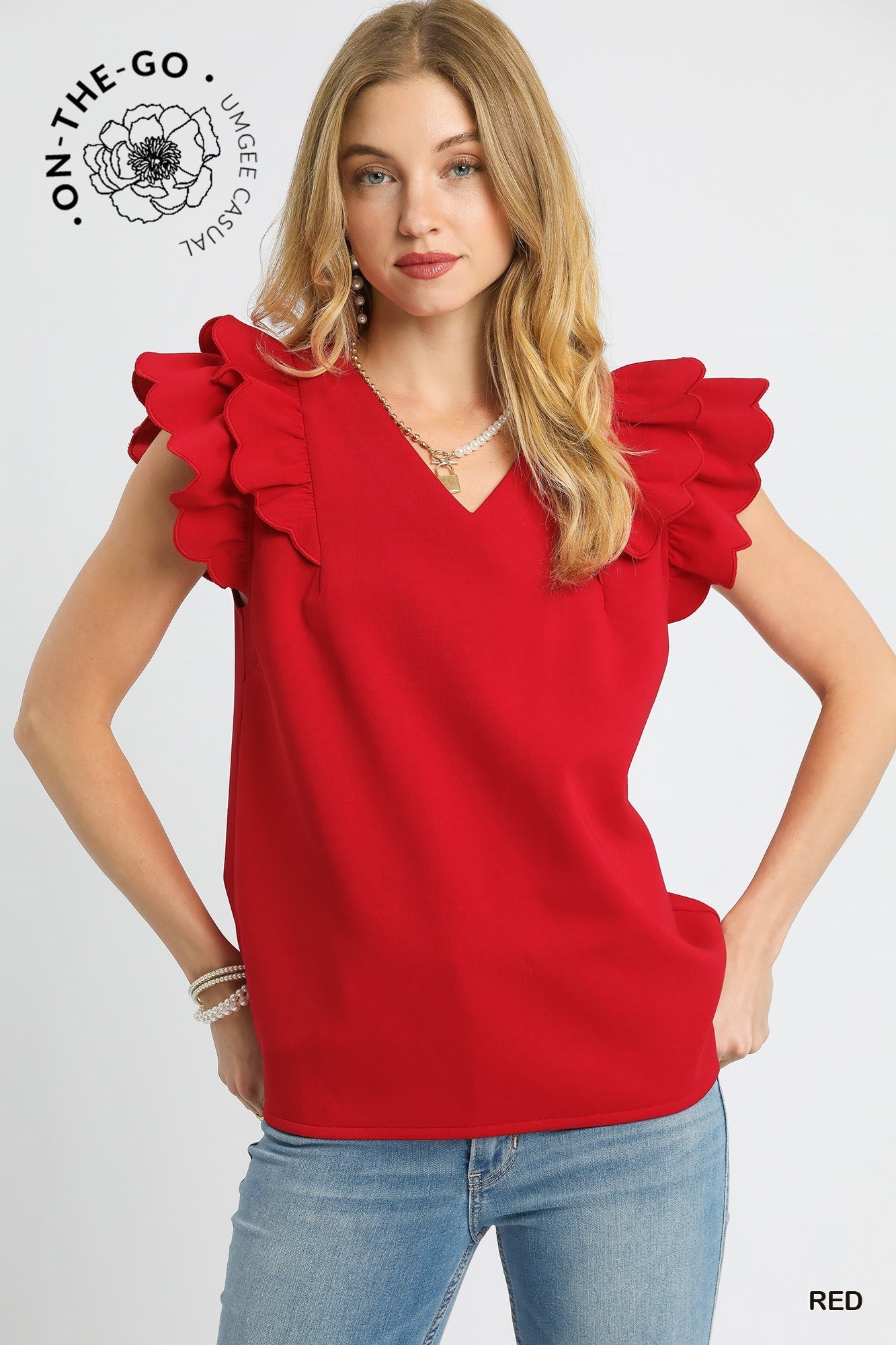Beyond The Horizon In Red Blouse by Umgee