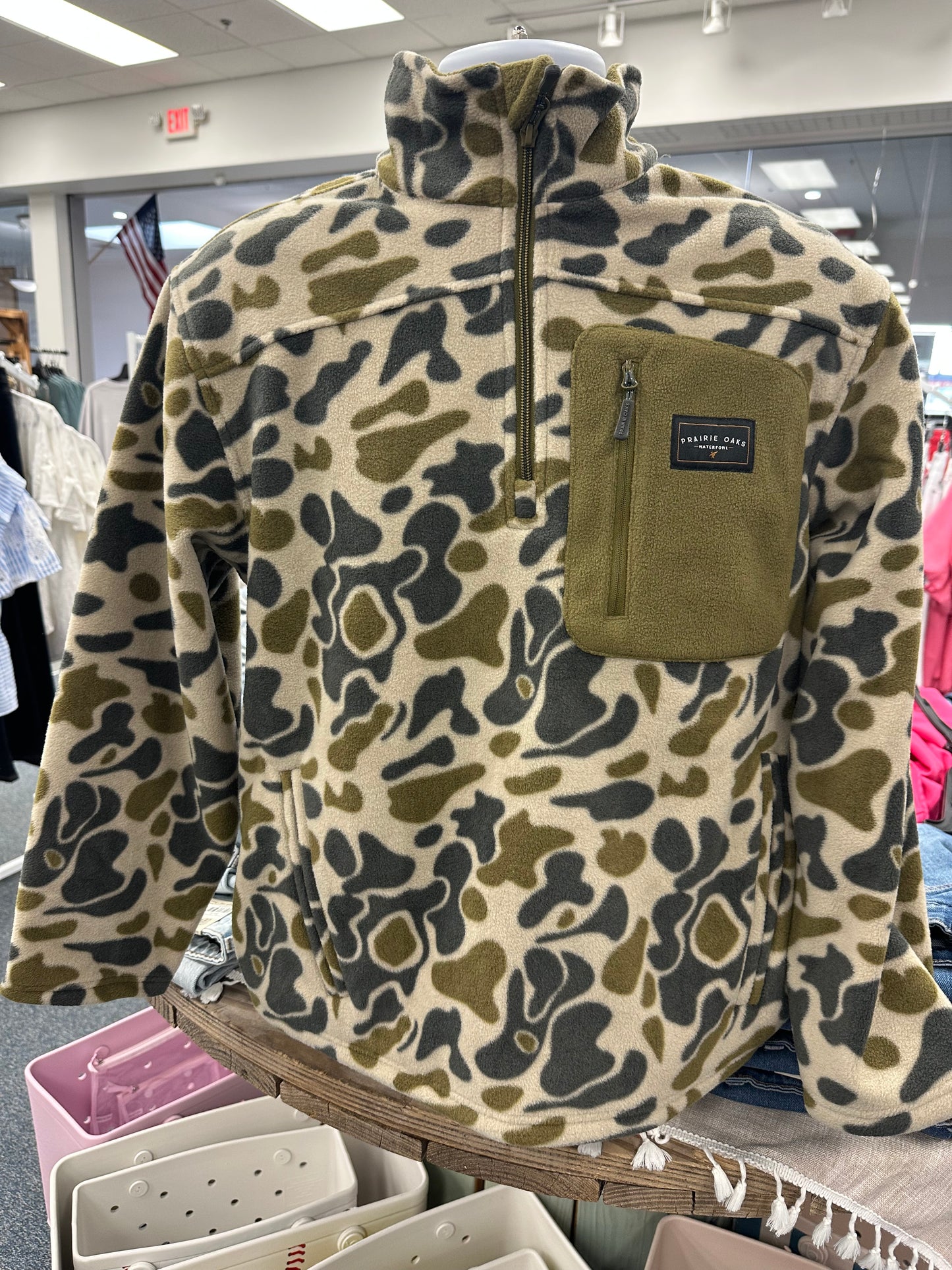 Prairie Oaks Bluffs Fleece 1/4 Zip: Traditions Camo Olive