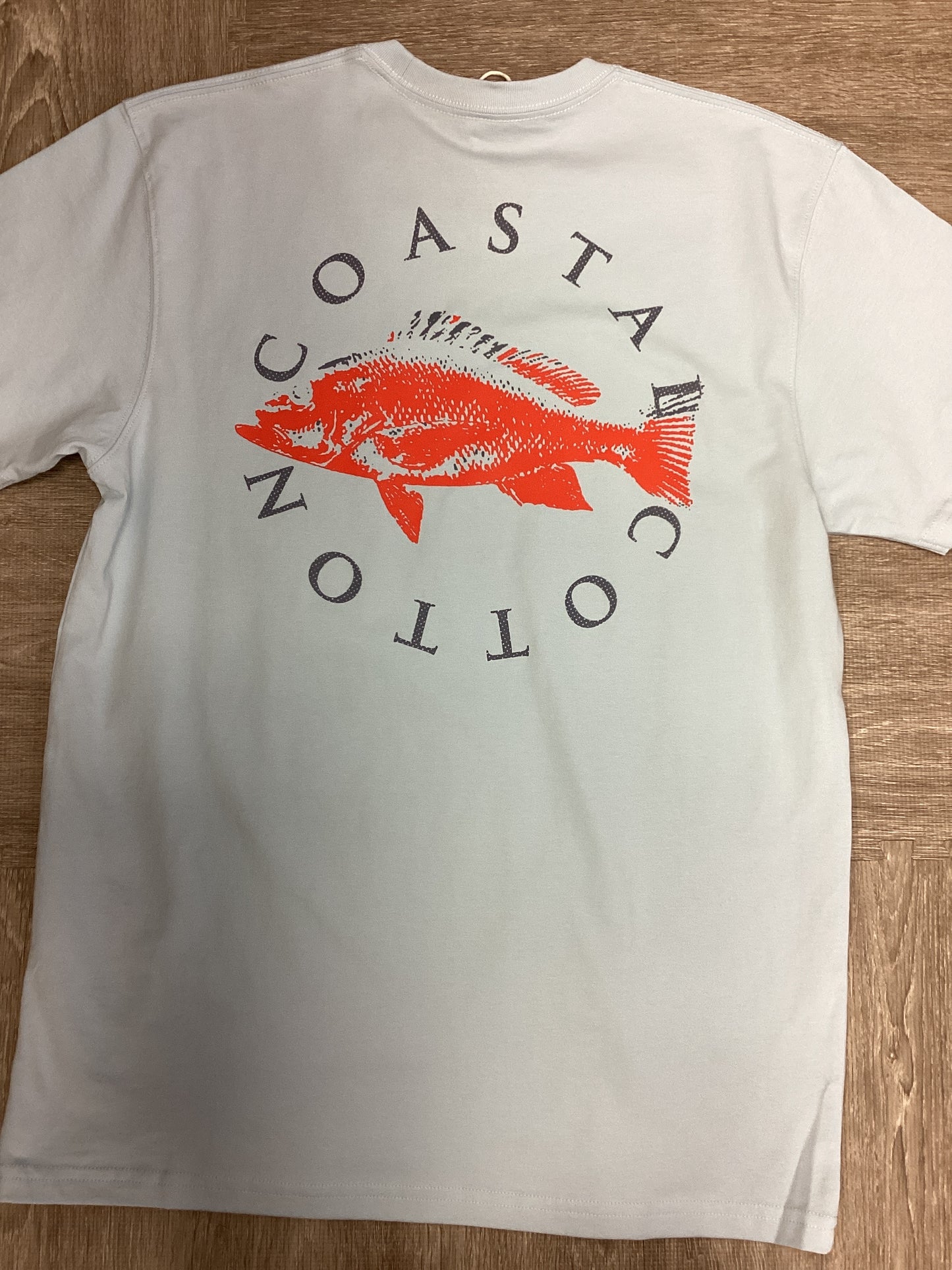 Coastal Cotton Sky Blue Snapper Outline Short Sleeve Tee