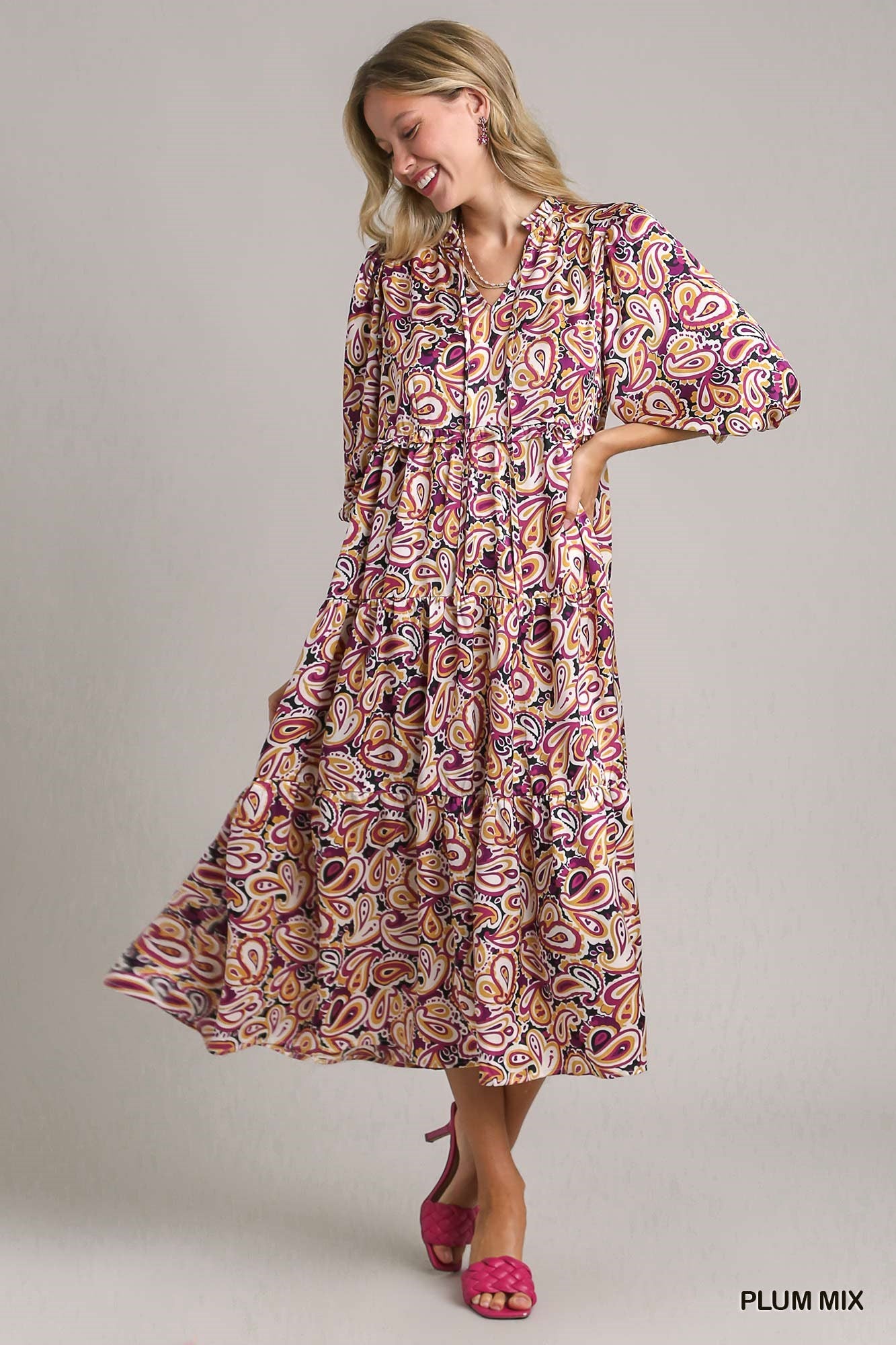 Satin Paisley Dress