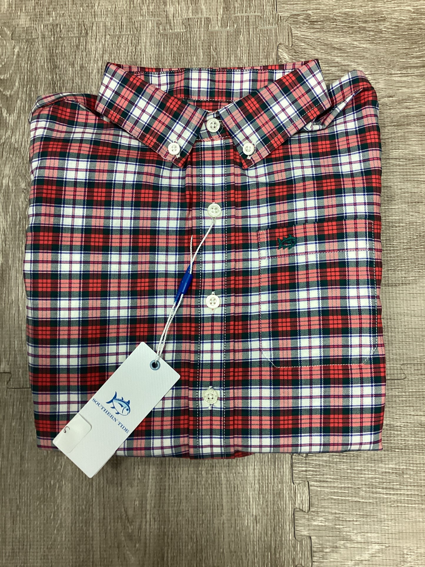 Southern Tide Crab Red Boy's LS Sportshirt