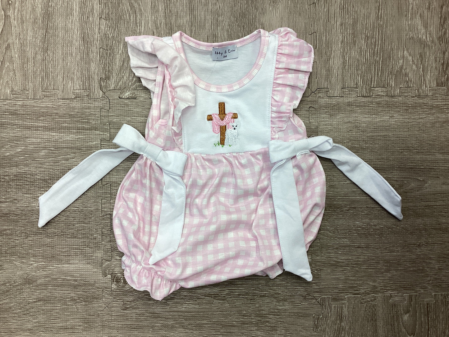 Pink Cross Embroidery Bow Bubble