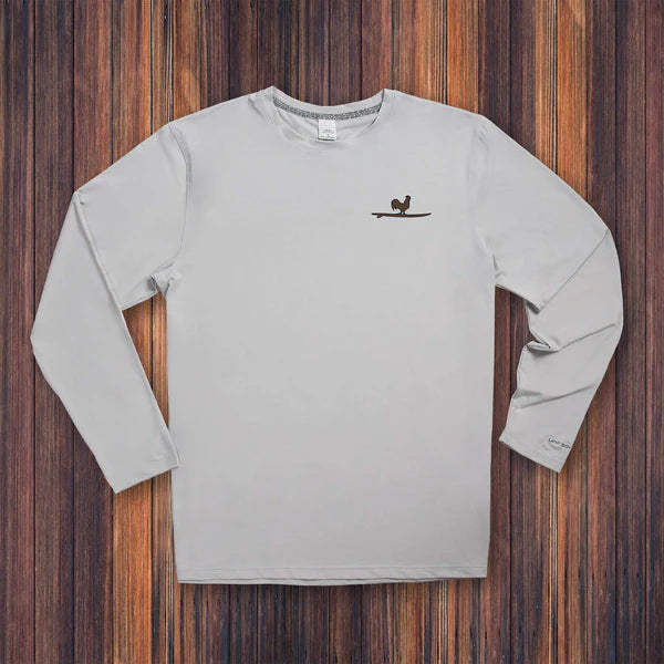 Beach & Barn Camo Surfing Rooster Sunshelter Shirt in color Aluminum