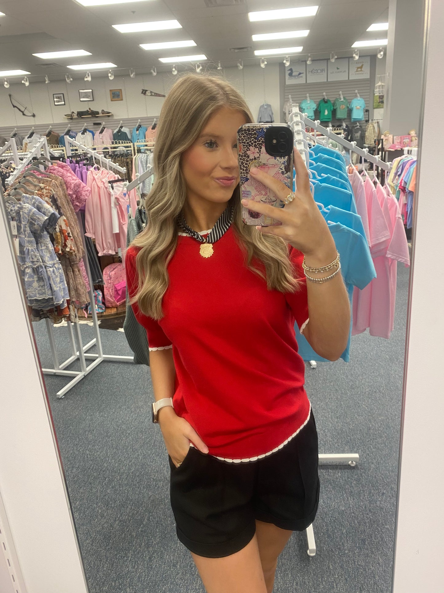 Game Day Red Puff Sleeve Top