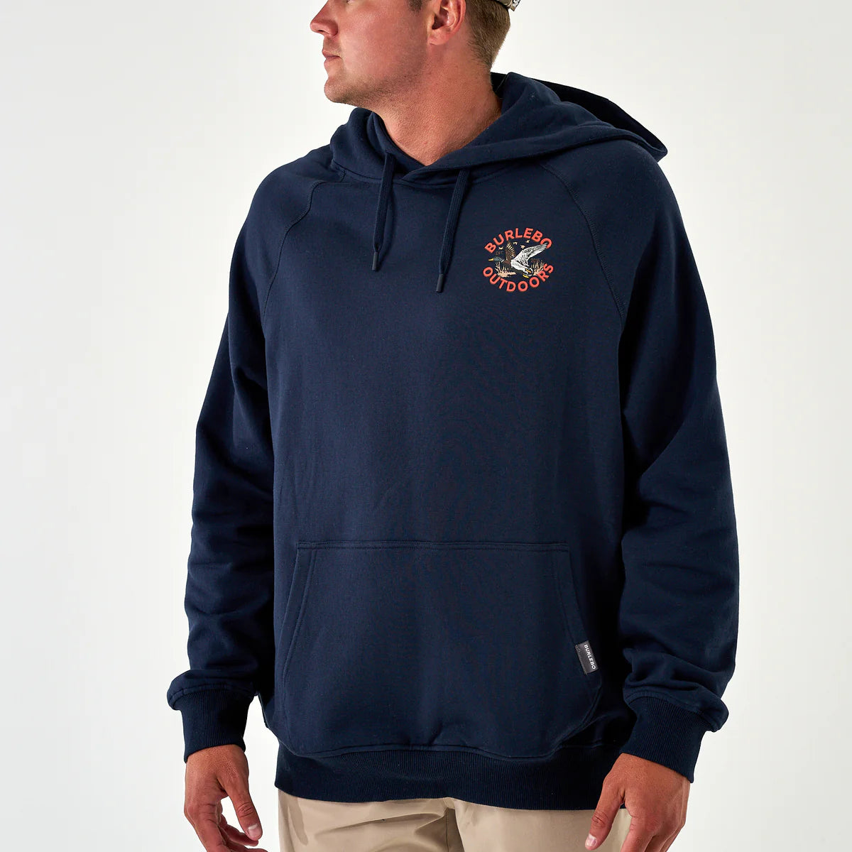 Burlebo Fleece Hoodie Old School Duck Hunt Heather Navy